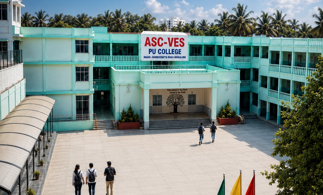 ASC-VES PU College campus courtyard in Tavarekere